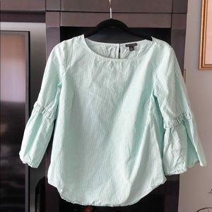 Green seersucker Ann Taylor top